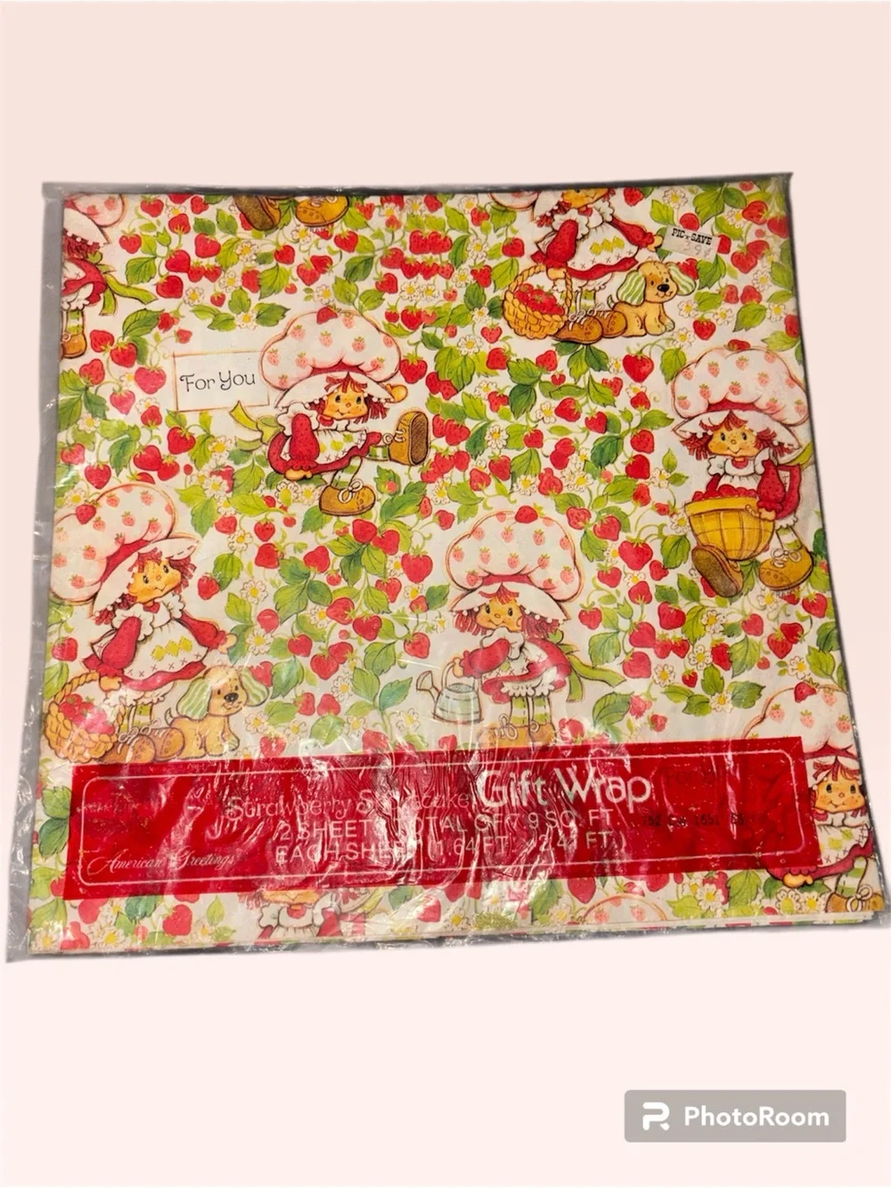Vintage strawberry shortcake Rare Gift wrap never opened